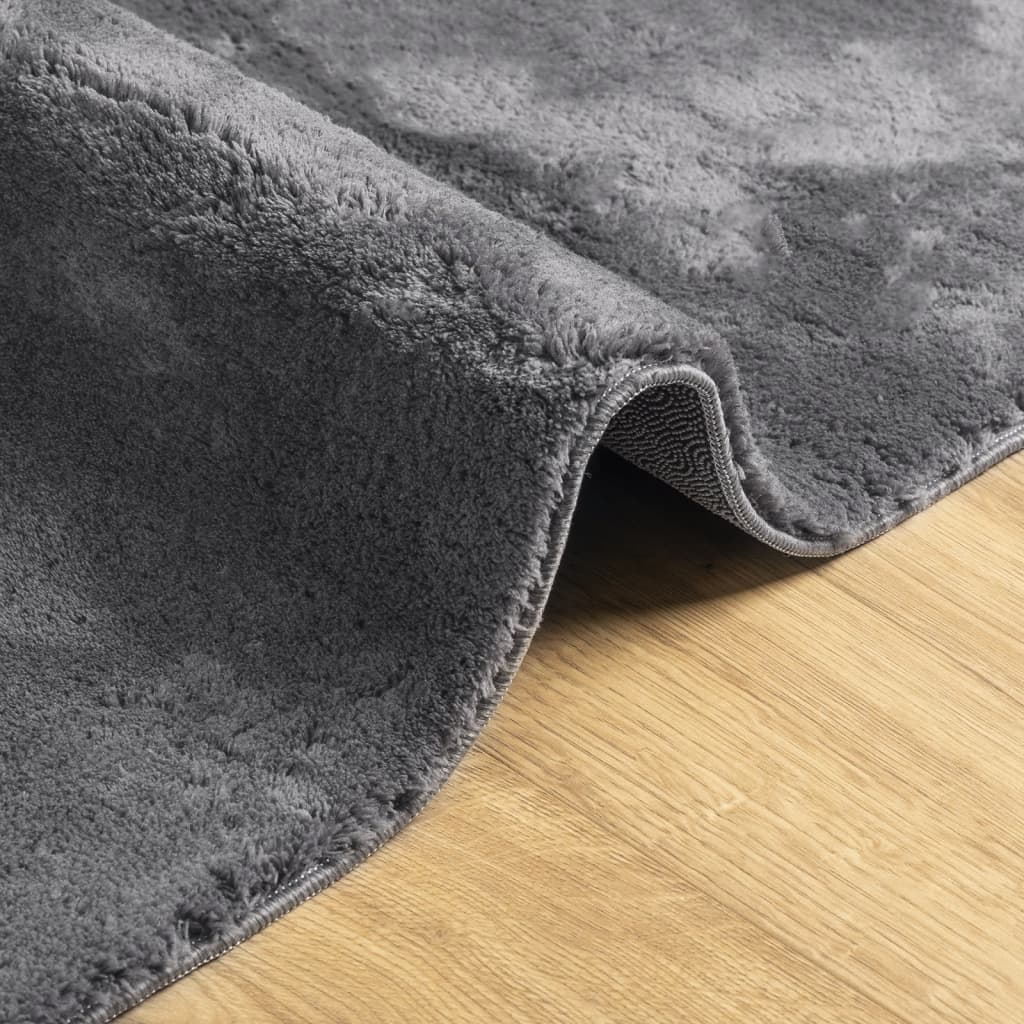 Vloerkleed HUARTE laagpolig zacht wasbaar 200x200 cm antraciet