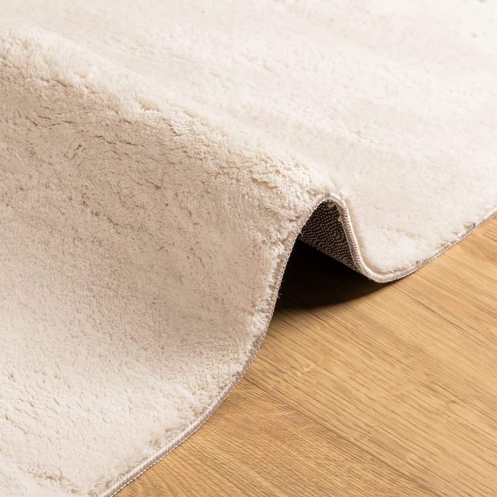 Vloerkleed HUARTE laagpolig zacht wasbaar 120x120 cm beige
