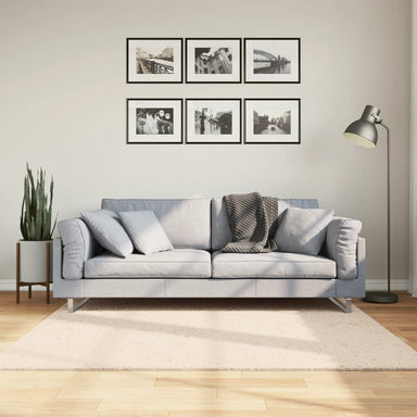 Vloerkleed HUARTE laagpolig zacht wasbaar 160x160 cm beige
