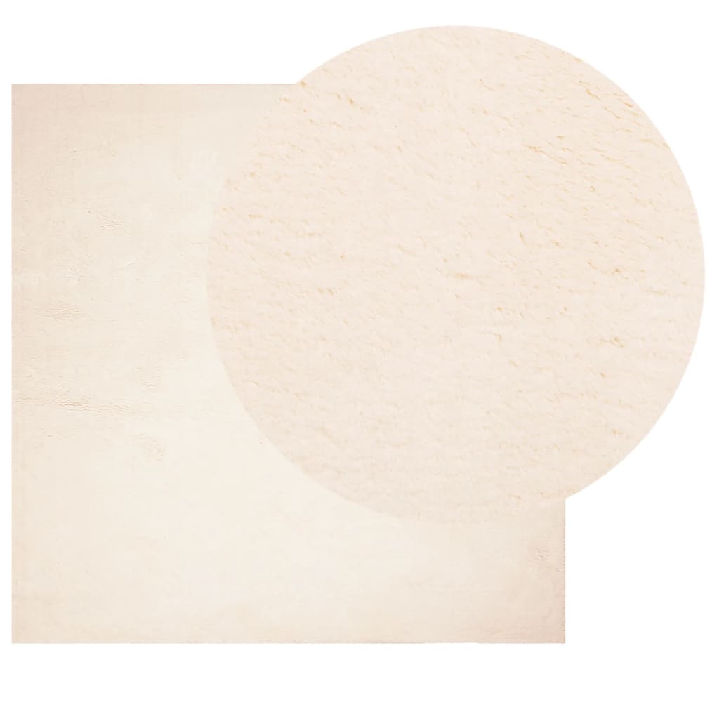 Vloerkleed HUARTE laagpolig zacht wasbaar 240x240 cm beige