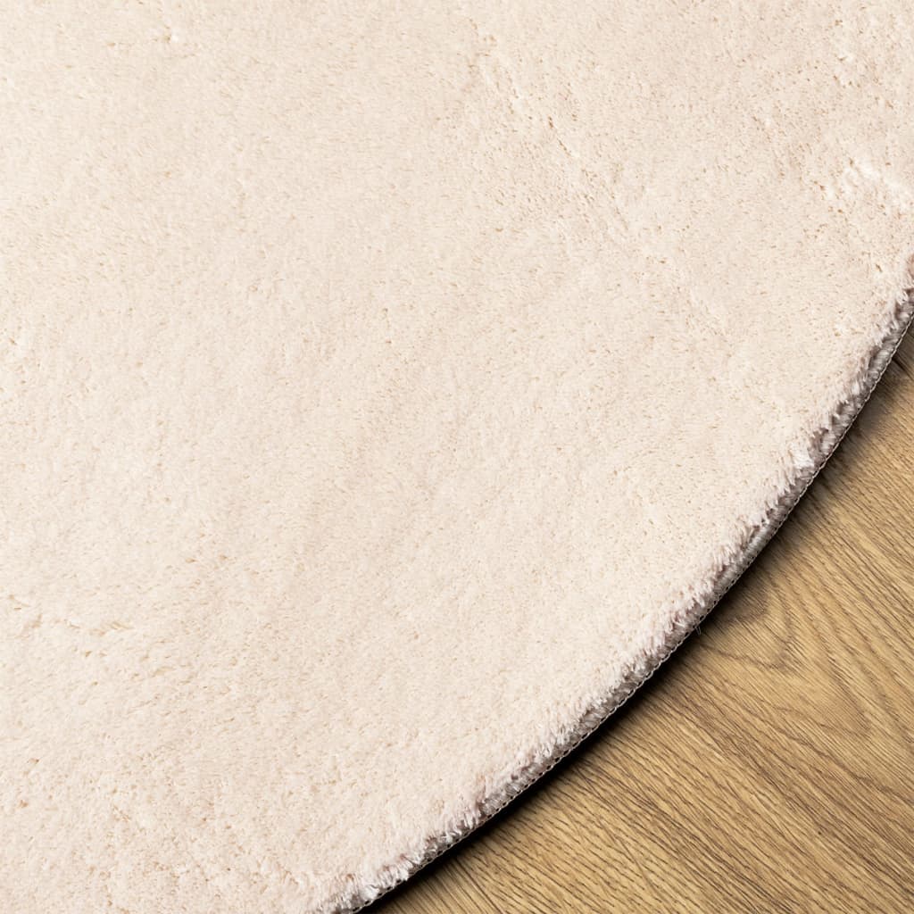 Vloerkleed HUARTE laagpolig zacht wasbaar Ø 80 cm beige