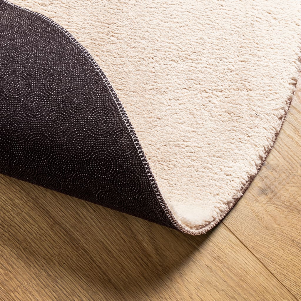Vloerkleed HUARTE laagpolig zacht wasbaar Ø 200 cm beige