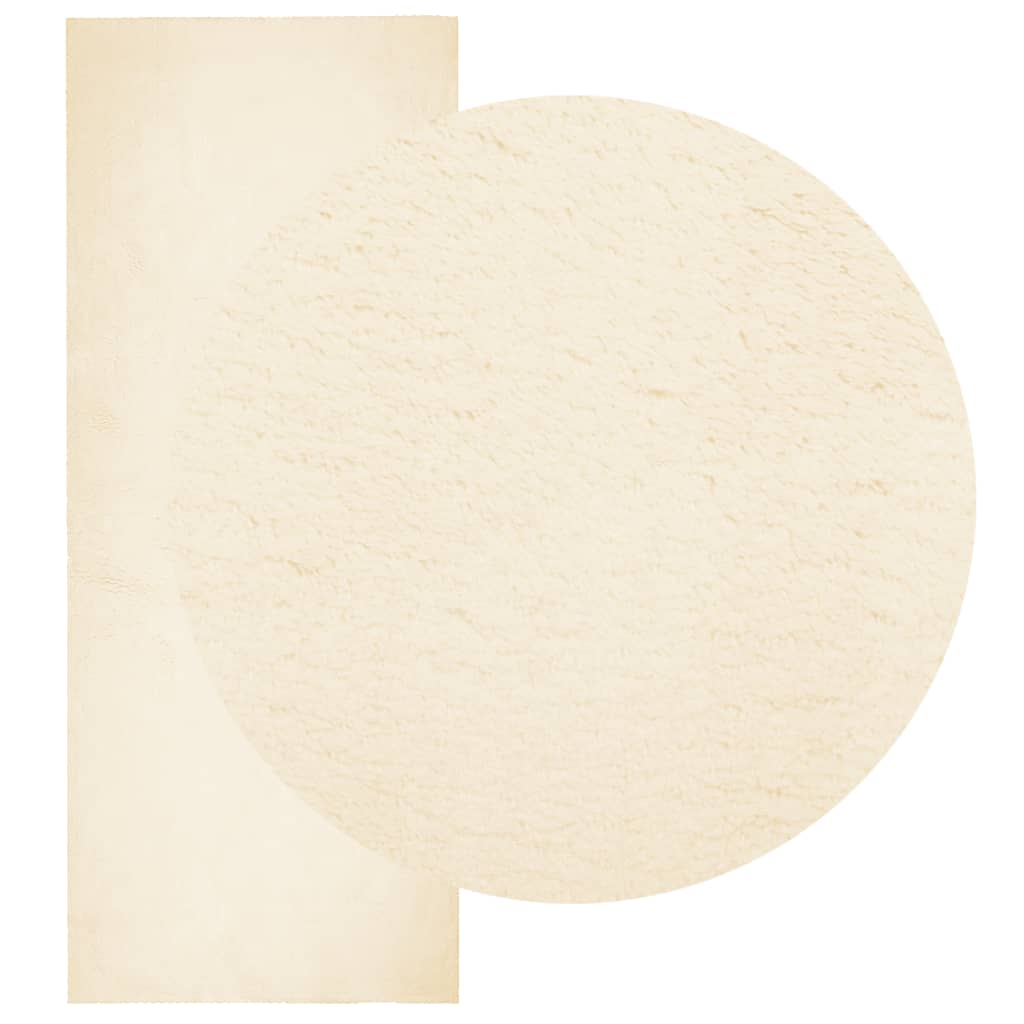 Vloerkleed HUARTE laagpolig zacht wasbaar 80x200 cm crème