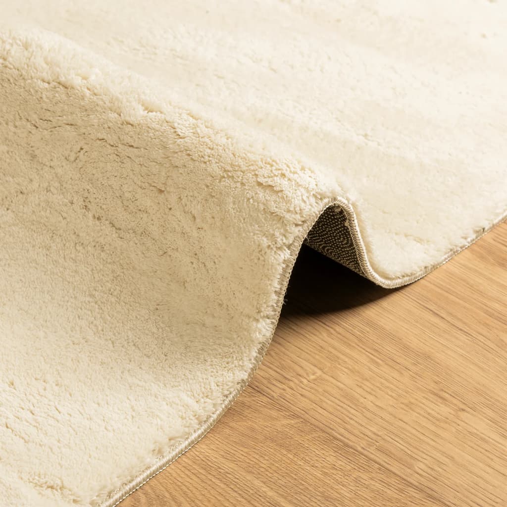 Vloerkleed HUARTE laagpolig zacht wasbaar 240x340 cm crème