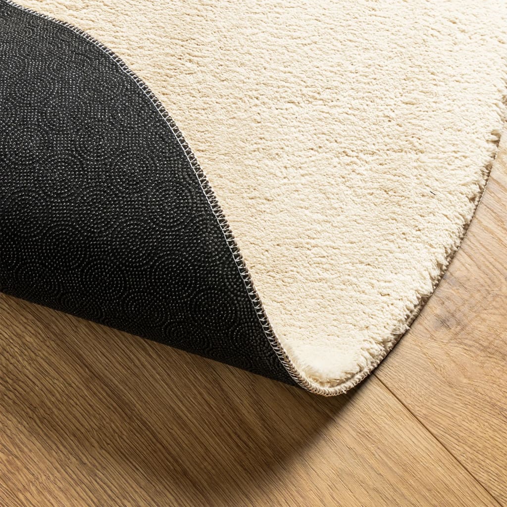 Vloerkleed HUARTE laagpolig zacht wasbaar Ø 80 cm crème