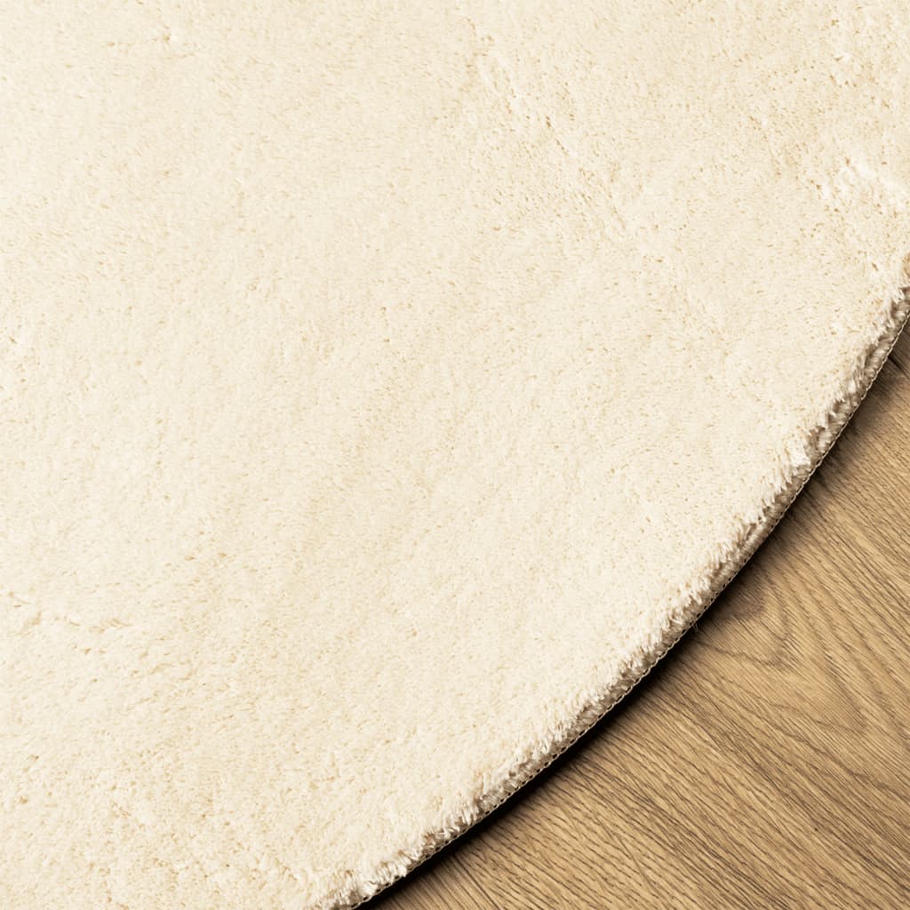 Vloerkleed HUARTE laagpolig zacht wasbaar Ø 100 cm crème