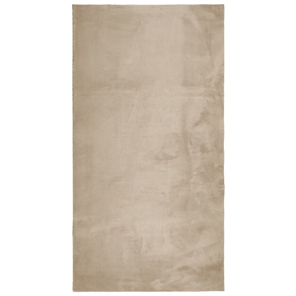 Vloerkleed HUARTE laagpolig zacht wasbaar 80x150 cm zandkleurig
