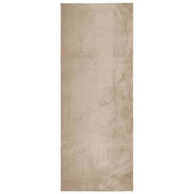 Vloerkleed HUARTE laagpolig zacht wasbaar 80x200 cm zandkleurig