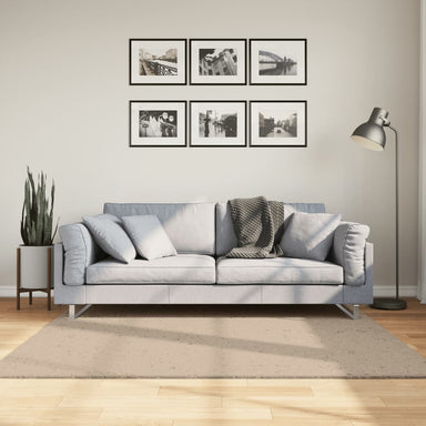 Vloerkleed HUARTE laagpolig zacht wasbaar 160x160cm zandkleurig