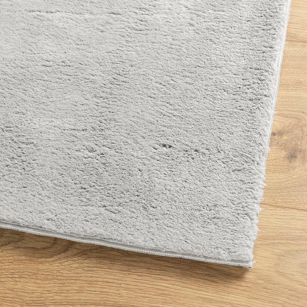 Vloerkleed HUARTE laagpolig zacht wasbaar 80x150 cm grijs