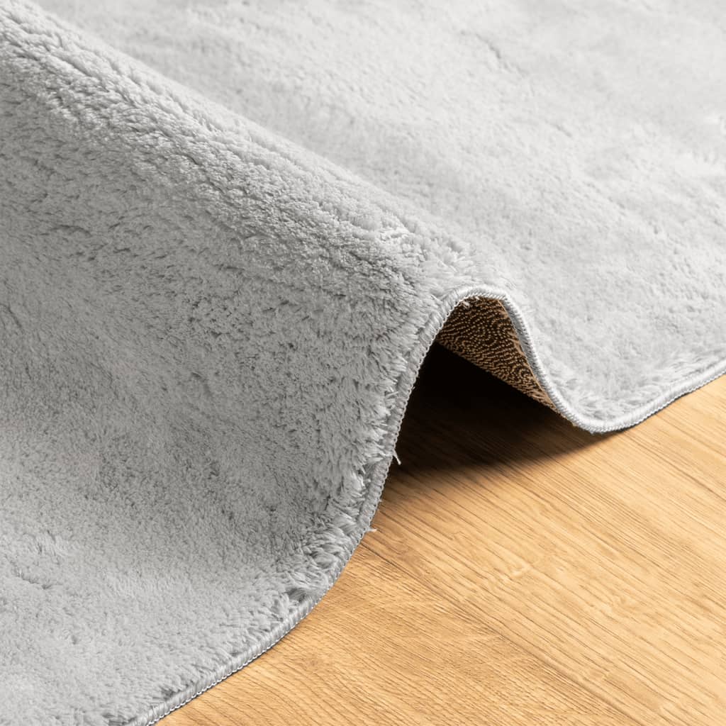 Vloerkleed HUARTE laagpolig zacht wasbaar 80x150 cm grijs