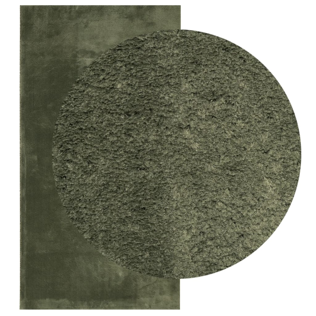 Vloerkleed HUARTE laagpolig zacht wasbaar 60x110 cm bosgroen