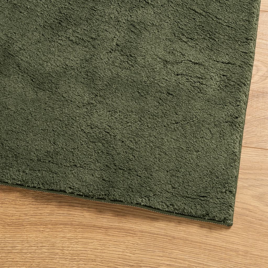 Vloerkleed HUARTE laagpolig zacht wasbaar 80x150 cm bosgroen