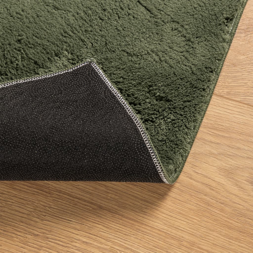 Vloerkleed HUARTE laagpolig zacht wasbaar 80x150 cm bosgroen