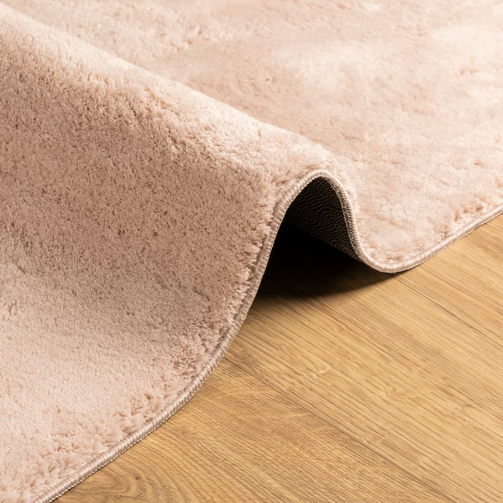 Vloerkleed HUARTE laagpolig zacht wasbaar 80x250 cm roze