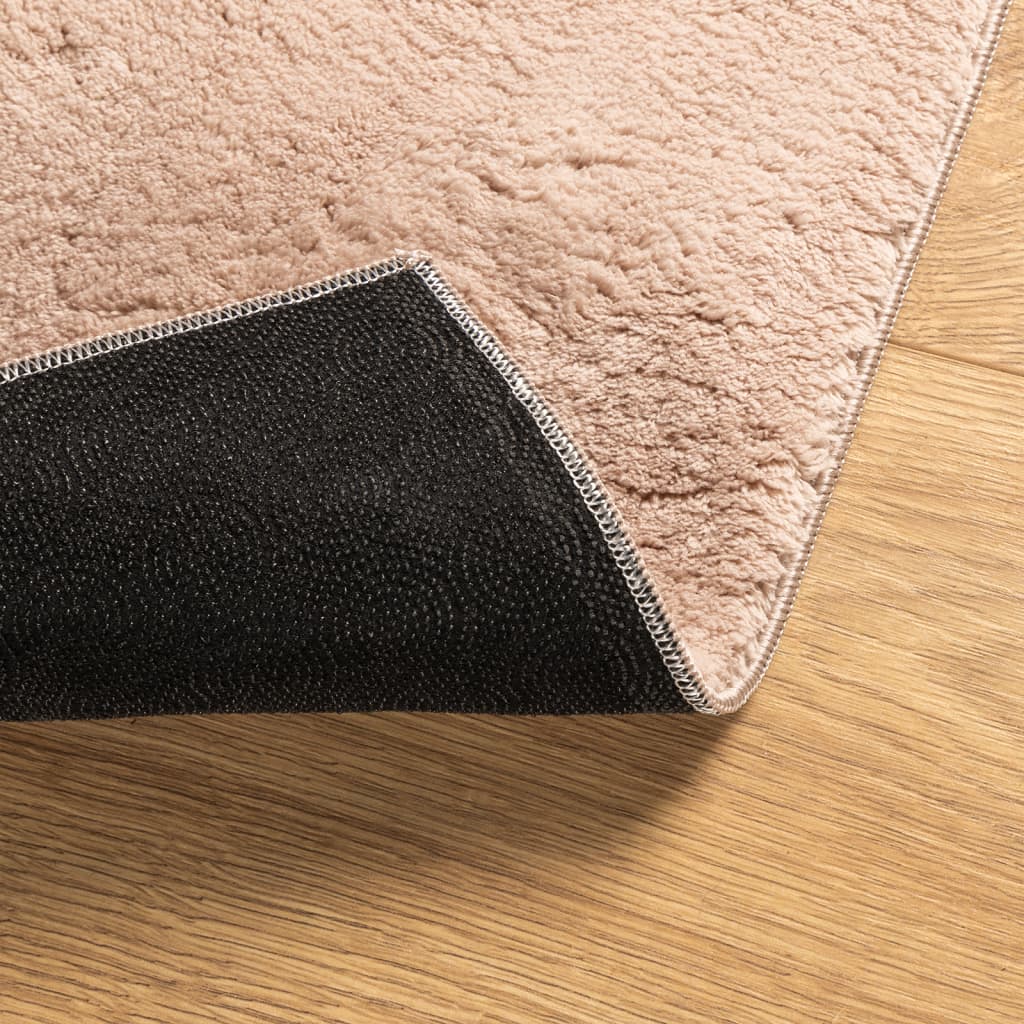 Vloerkleed HUARTE laagpolig zacht wasbaar 160x160 cm roze
