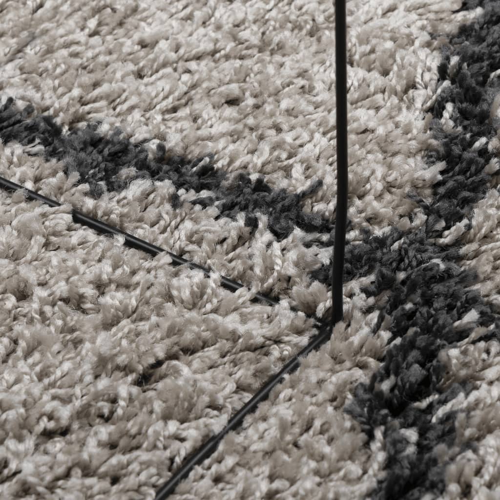 Vloerkleed PAMPLONA shaggy hoogpolig Ø 80 cm beige antraciet