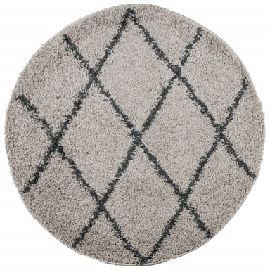 Vloerkleed PAMPLONA shaggy hoogpolig Ø 100 cm beige antraciet