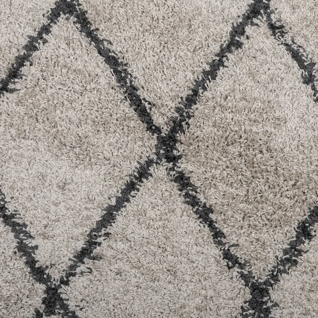 Vloerkleed PAMPLONA shaggy hoogpolig Ø 100 cm beige antraciet