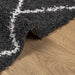 Vloerkleed PAMPLONA shaggy hoogpolig 120x120 cm zwart en crème