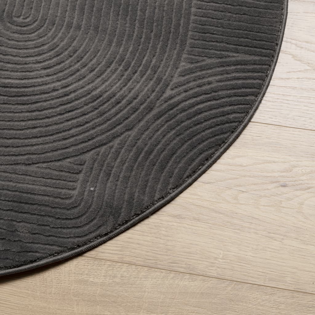 Vloerkleed IZA laagpolig Scandinavisch Ø 100 cm antraciet