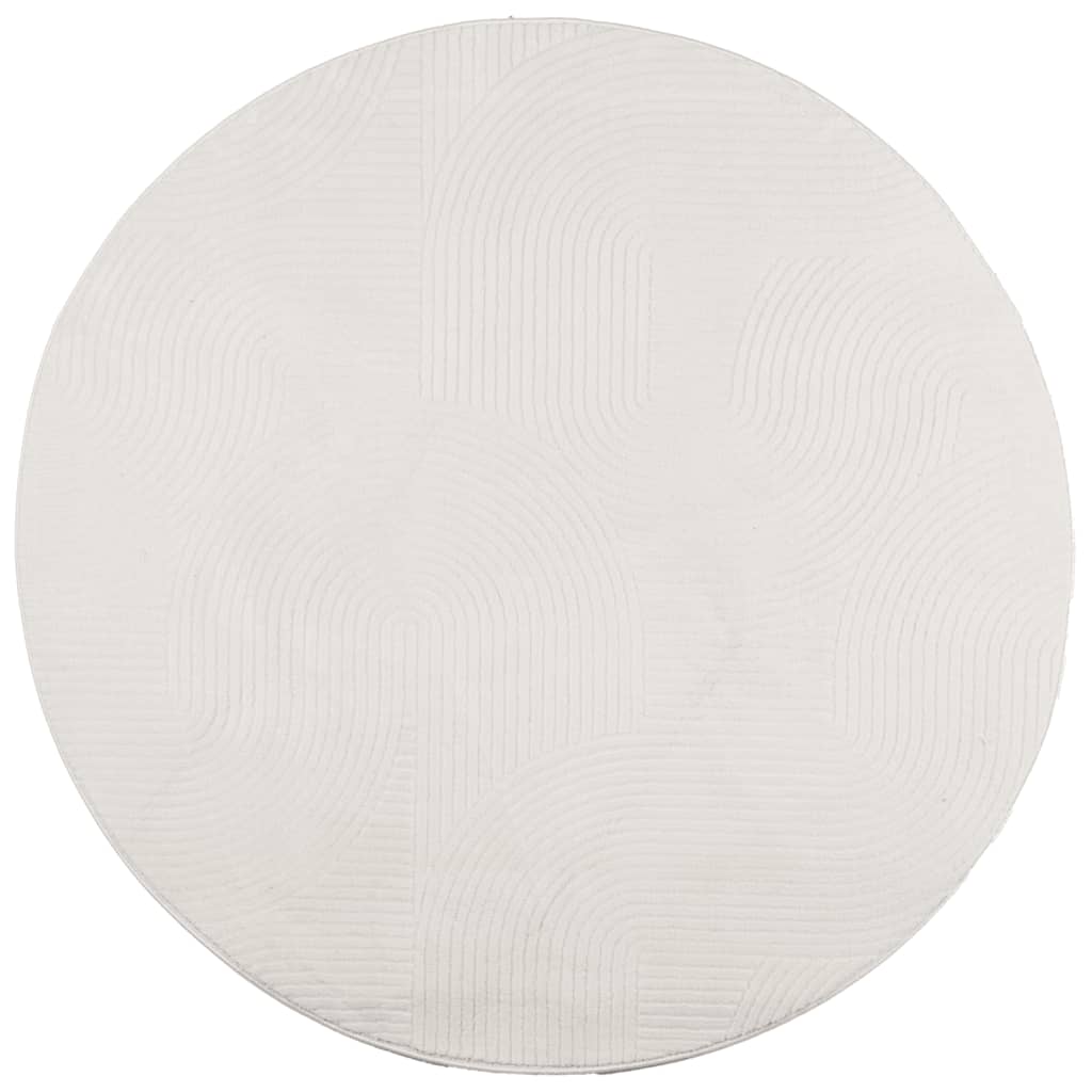 Vloerkleed IZA laagpolig Scandinavisch Ø 80 cm crèmekleurig