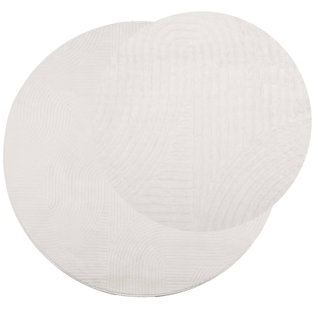 Vloerkleed IZA laagpolig Scandinavisch Ø 80 cm crèmekleurig