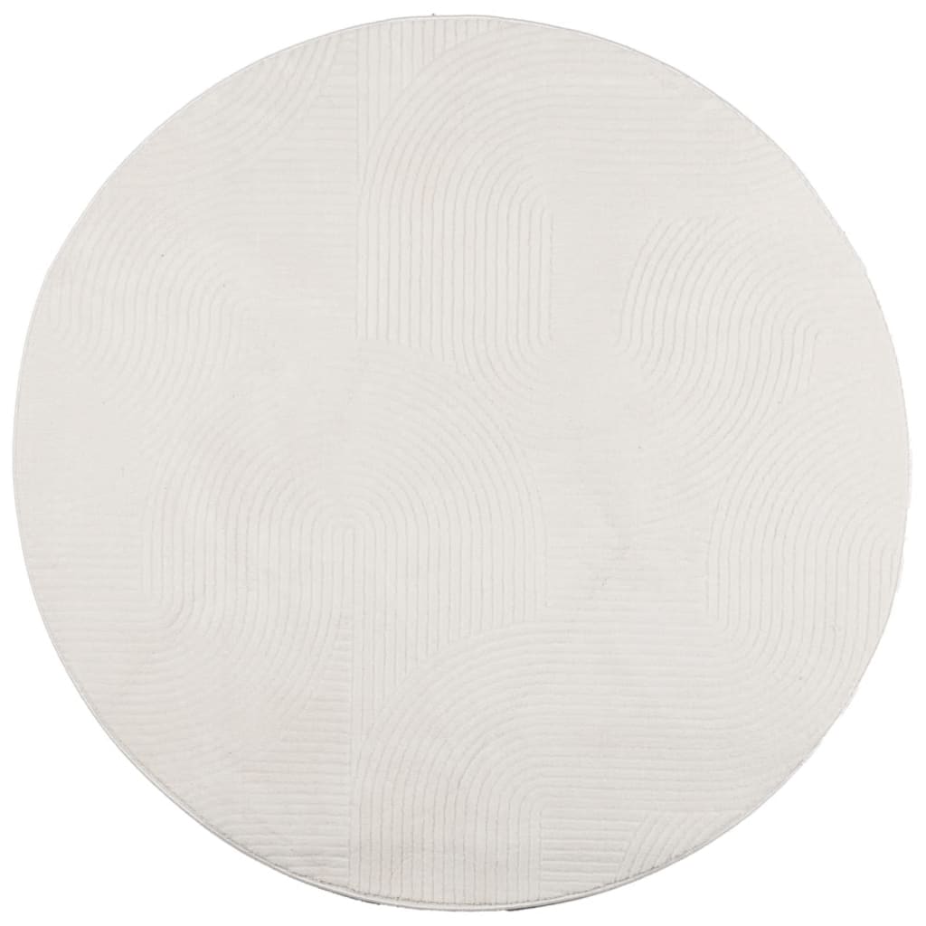 Vloerkleed IZA laagpolig Scandinavisch Ø 120 cm crèmekleurig