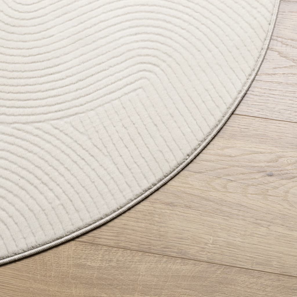 Vloerkleed IZA laagpolig Scandinavisch Ø 120 cm crèmekleurig