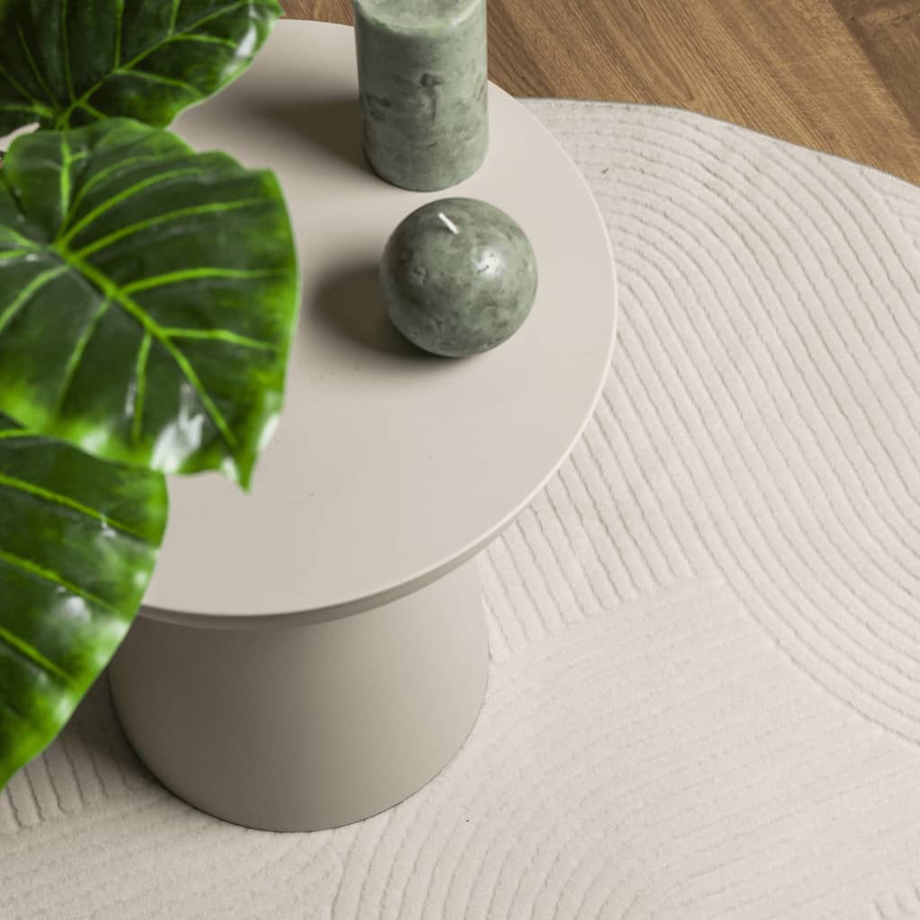Vloerkleed IZA laagpolig Scandinavisch Ø 120 cm crèmekleurig