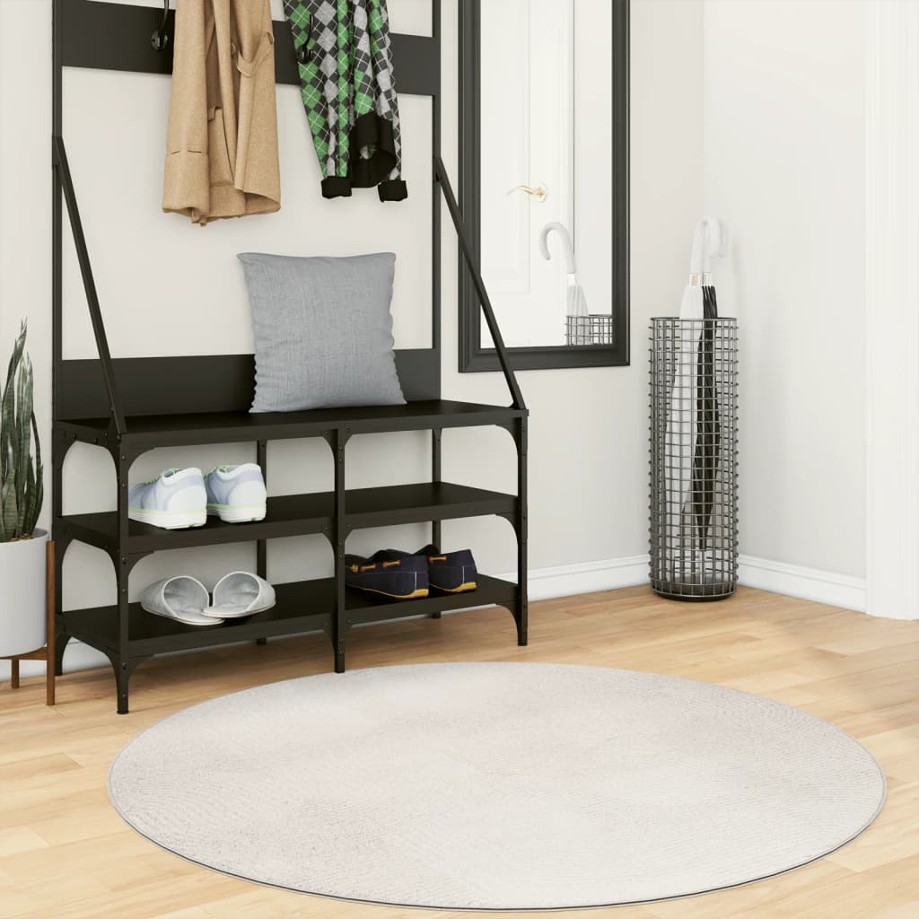 Vloerkleed IZA laagpolig Scandinavisch Ø 120 cm crèmekleurig