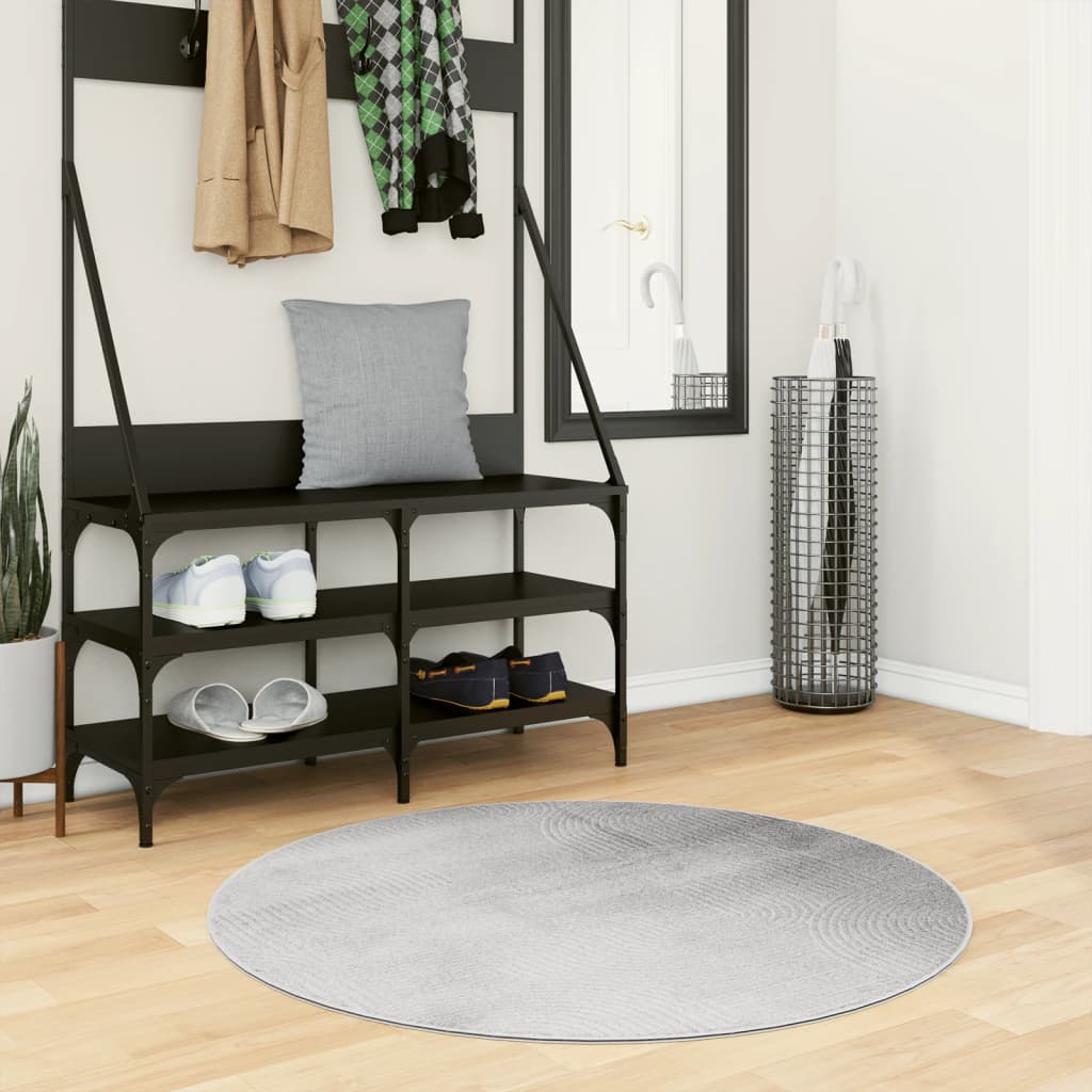 Vloerkleed IZA laagpolig Scandinavisch Ø 100 cm grijs