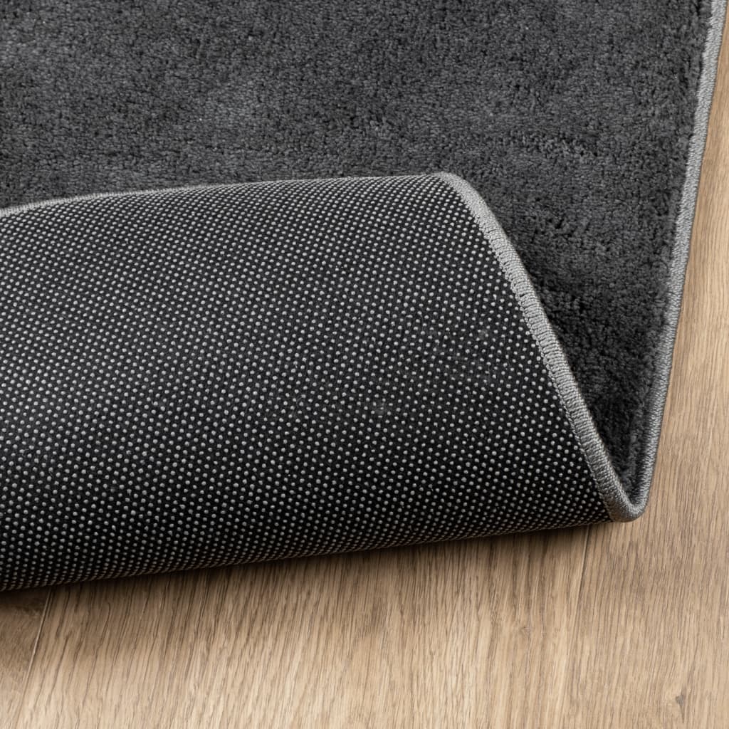Vloerkleed OVIEDO laagpolig 120x120 cm antracietkleurig