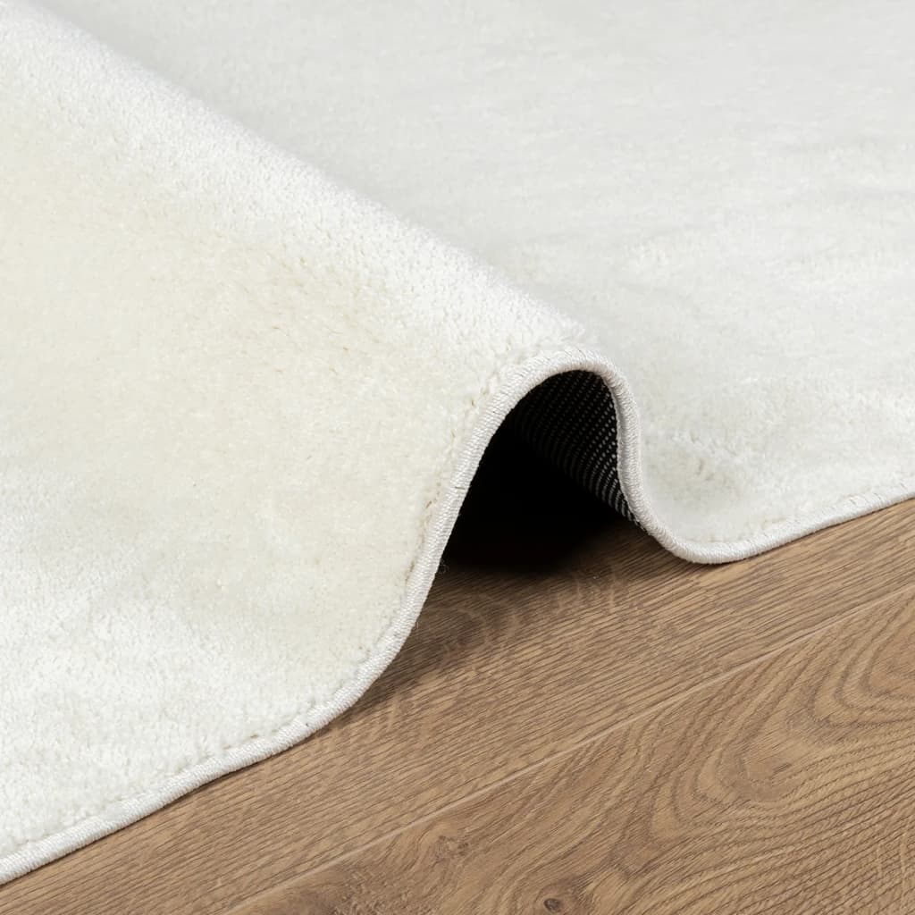 Vloerkleed OVIEDO laagpolig 200x200 cm crèmekleurig