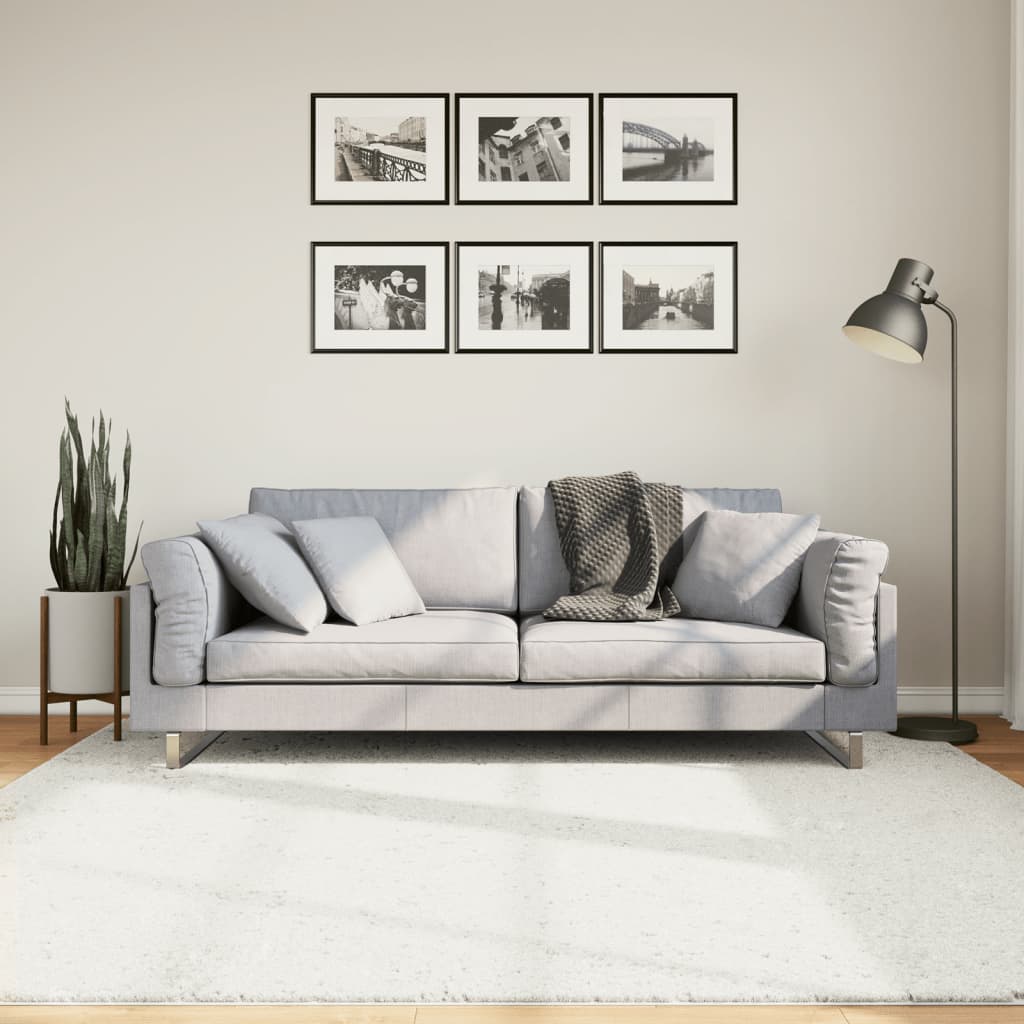 Vloerkleed OVIEDO laagpolig 200x200 cm crèmekleurig