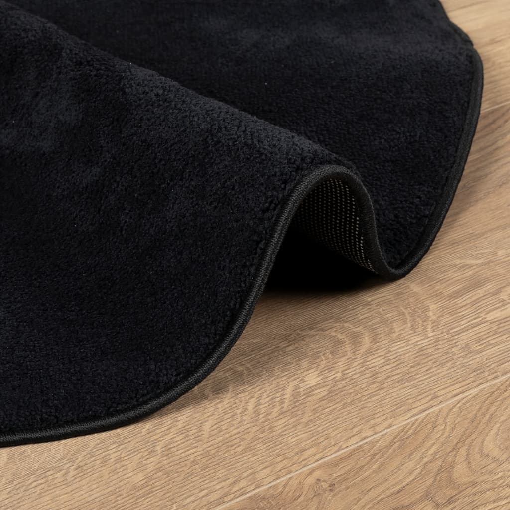 Vloerkleed OVIEDO laagpolig Ø 160 cm zwart
