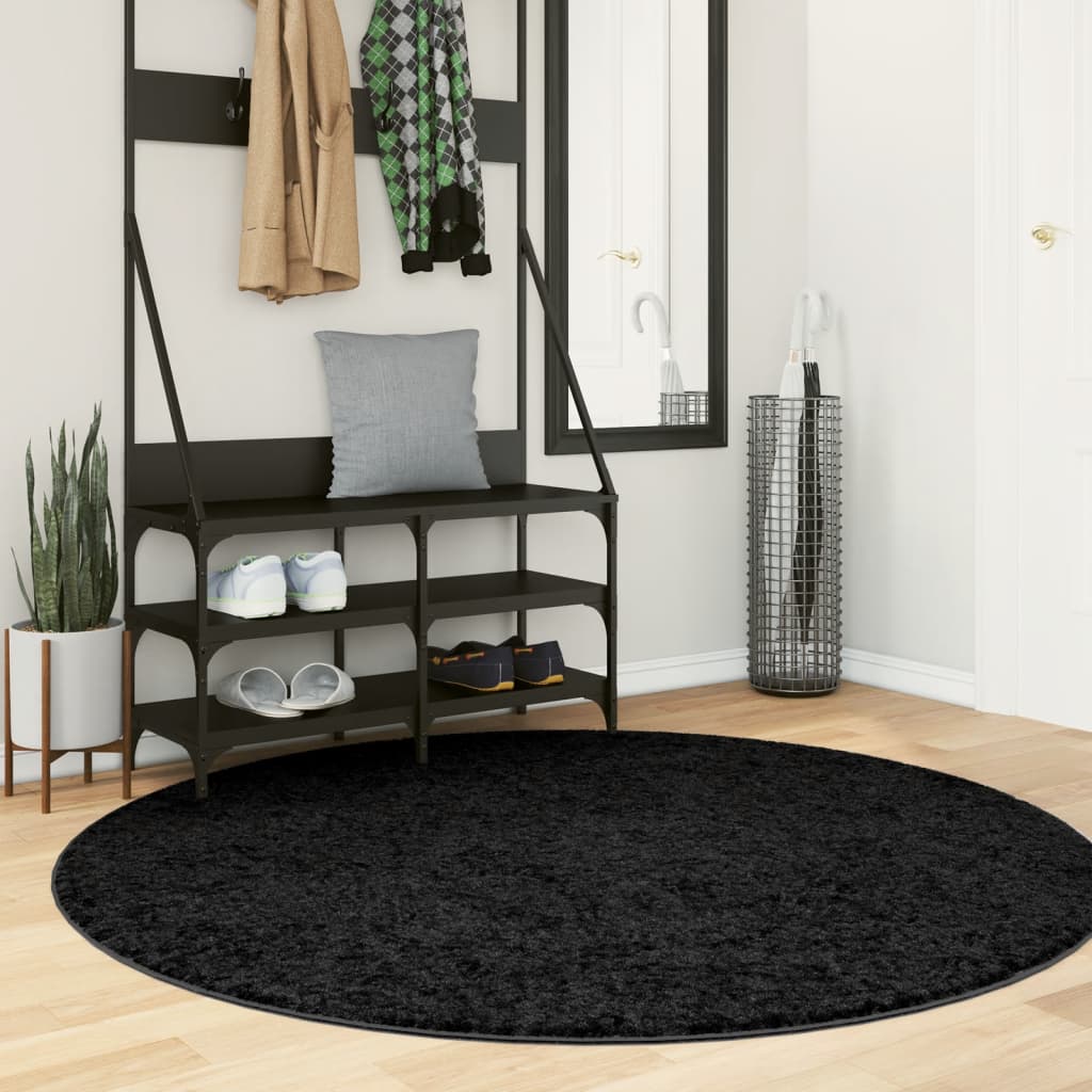 Vloerkleed OVIEDO laagpolig Ø 160 cm zwart