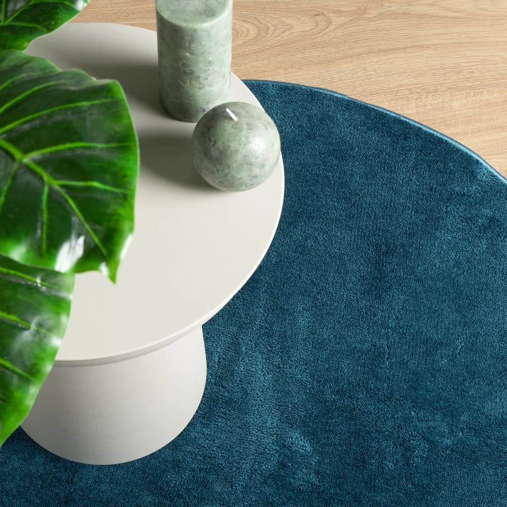 Vloerkleed OVIEDO laagpolig Ø 120 cm turquoise