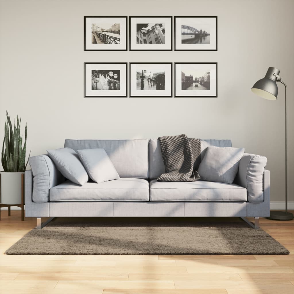 Vloerkleed ISTAN hoogpolig glanzend 80x150 cm grijs