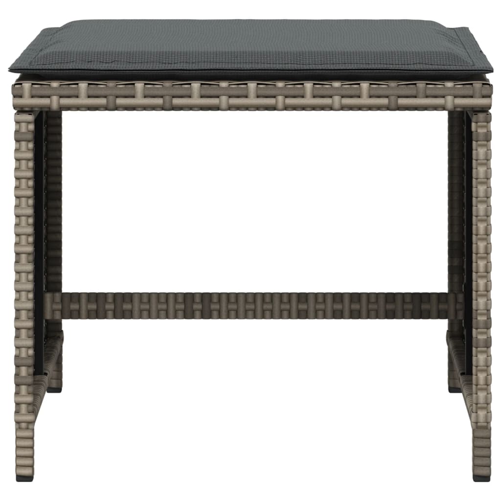 Tuinkrukken 4 st met kussens 41x41x36 cm poly rattan grijs
