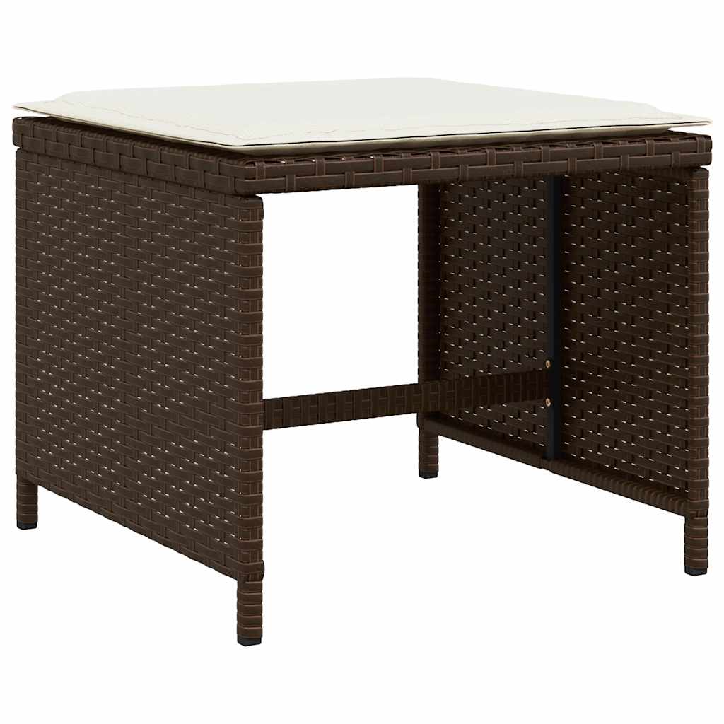 Tuinkrukken 4 st met kussens 41x41x36 cm poly rattan bruin