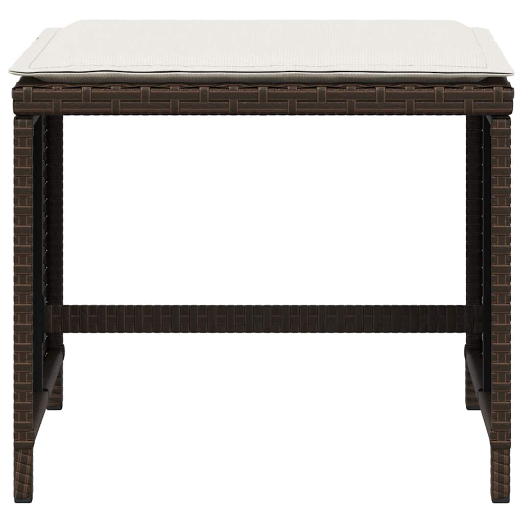 Tuinkrukken 4 st met kussens 41x41x36 cm poly rattan bruin