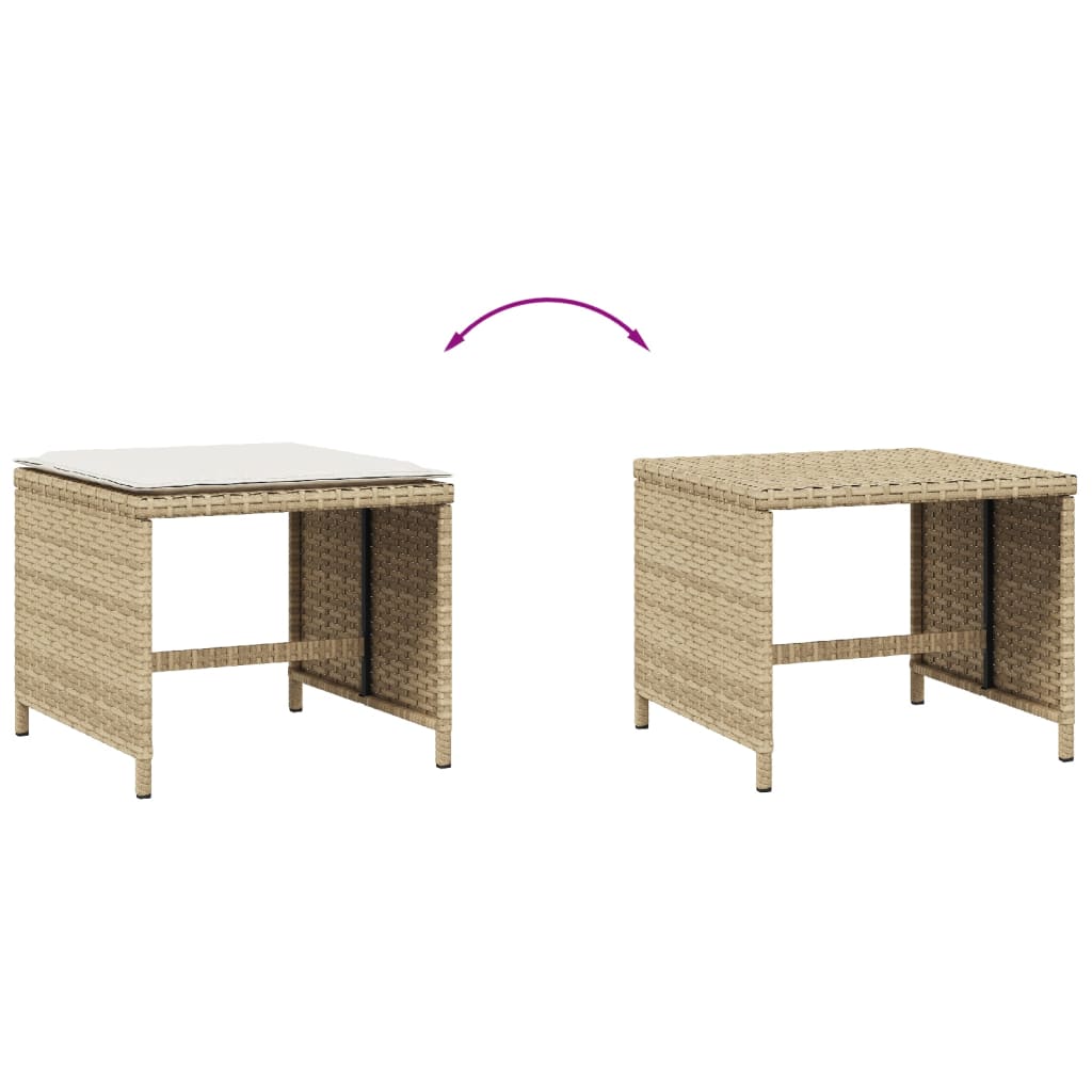 Tuinkrukken 4 st met kussens 41x41x36 cm poly rattan beige
