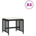 Tuinkrukken 4 st met kussens 41x41x36 cm poly rattan zwart