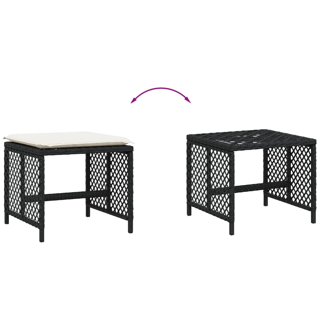 Tuinkrukken 4 st met kussens 41x41x36 cm poly rattan zwart