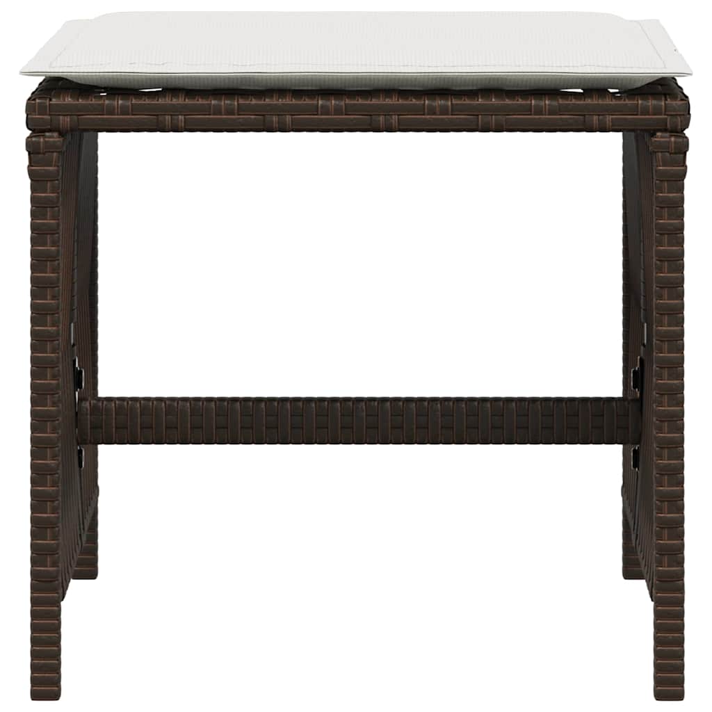 Tuinkrukken 4 st met kussens 41x41x36 cm poly rattan bruin