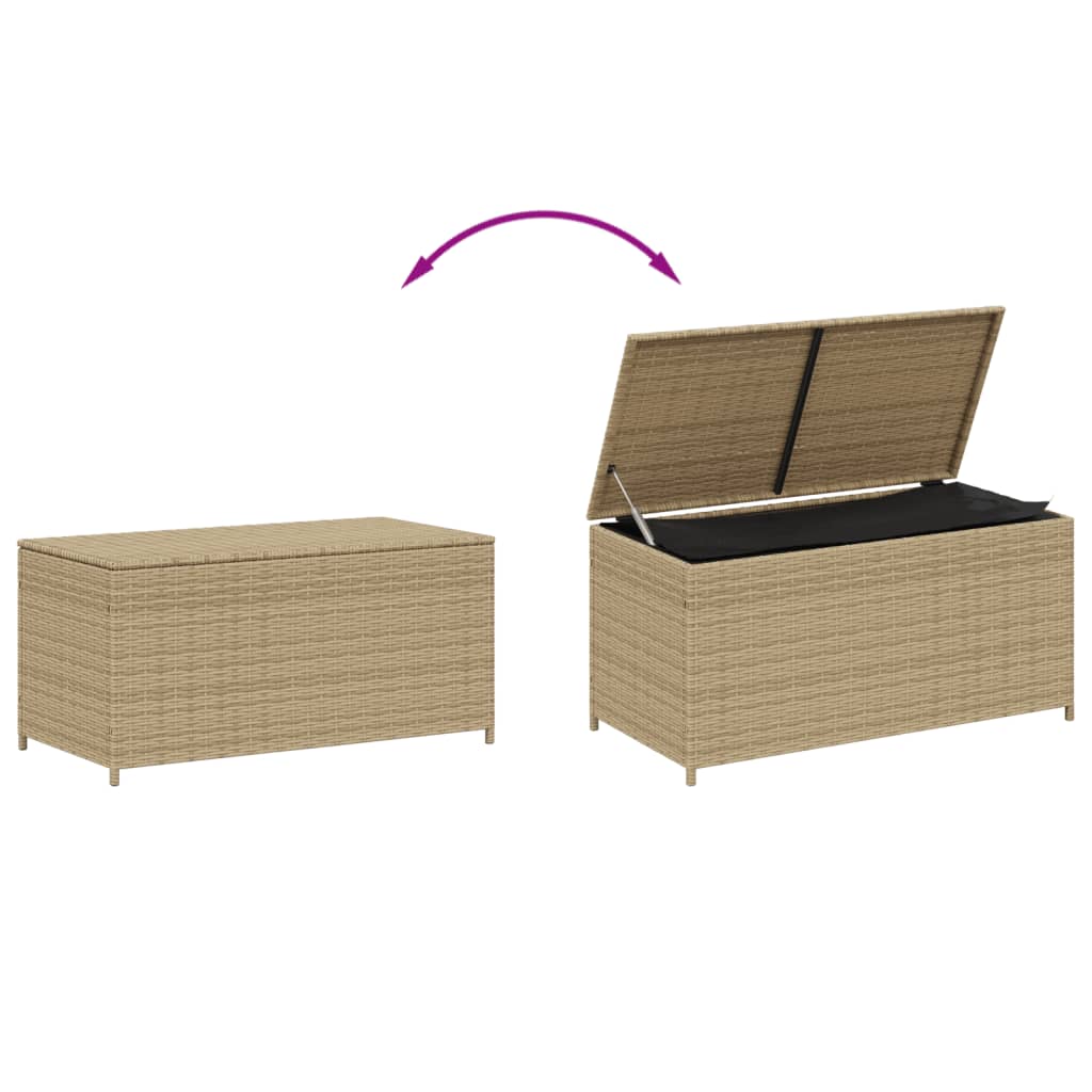 Tuinbox met wielen 190 L poly rattan gemengd beige