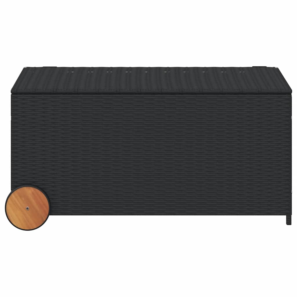 Tuinbox met wielen 190 L poly rattan zwart
