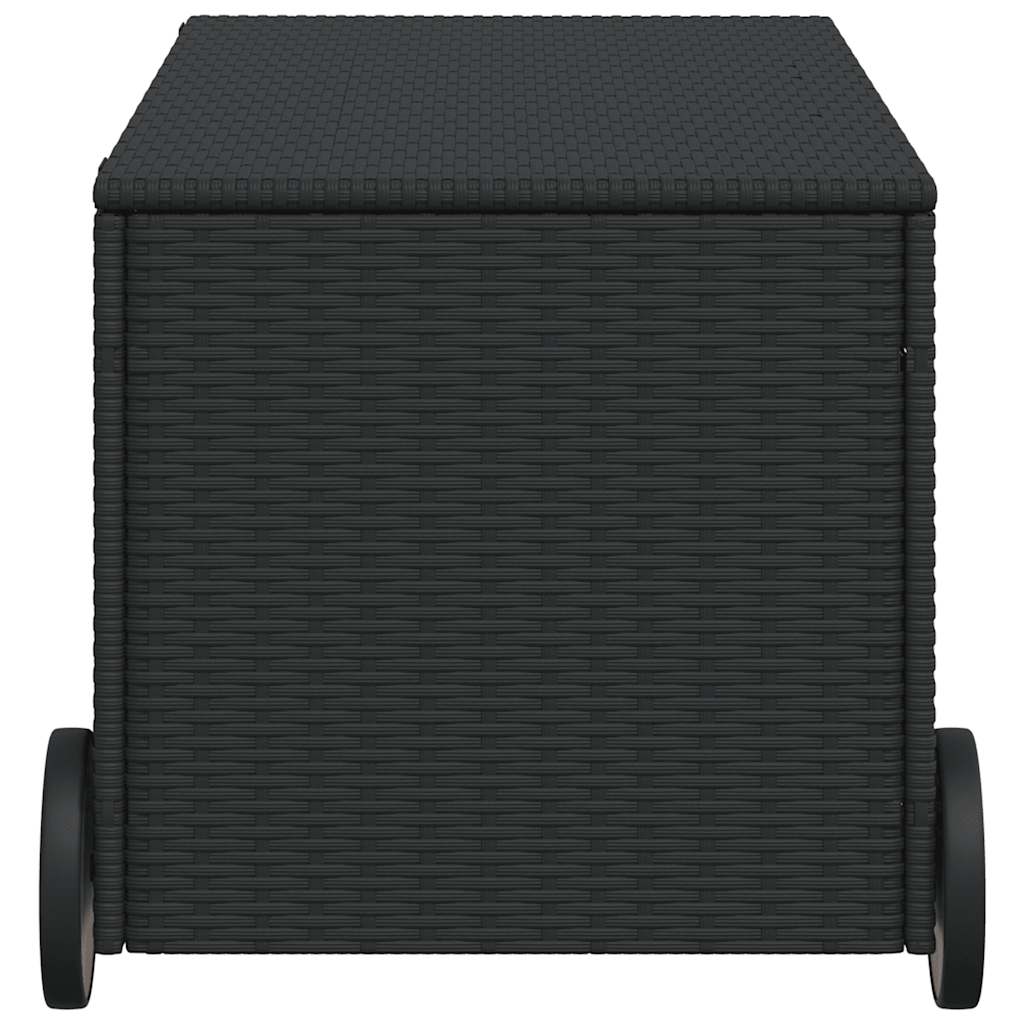 Tuinbox met wielen 190 L poly rattan zwart