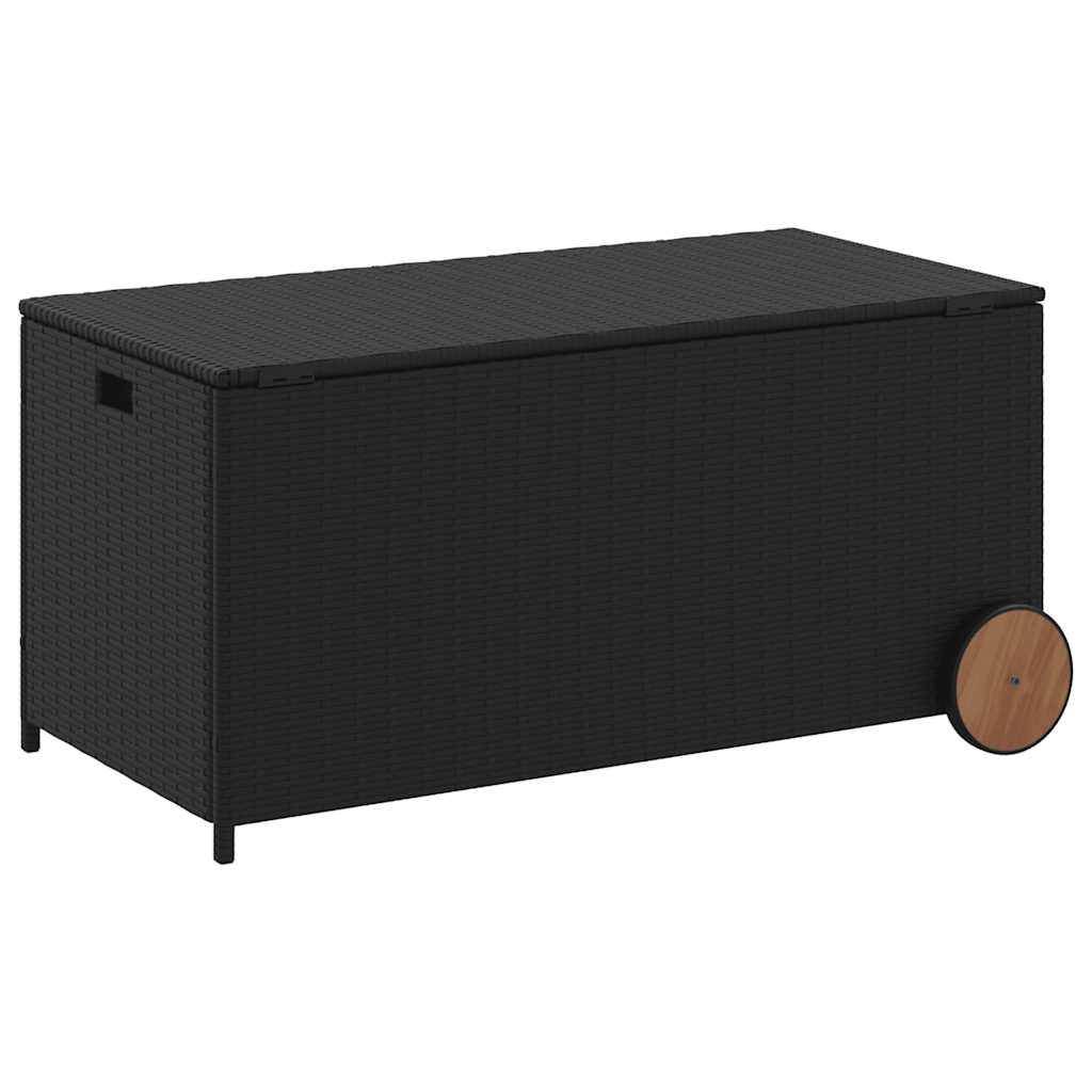 Tuinbox met wielen 190 L poly rattan zwart